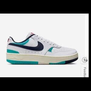 Nike Women's White Sneakers with Teal and Navy Accents